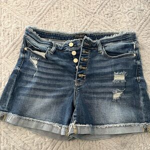 Judy Blue Dark Blue Distressed Jean Shorts
